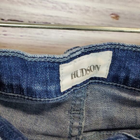 Hudson Barbara High Waist Distressed Crop Jeans Busted Knee Size 31 - Picture 9 of 12